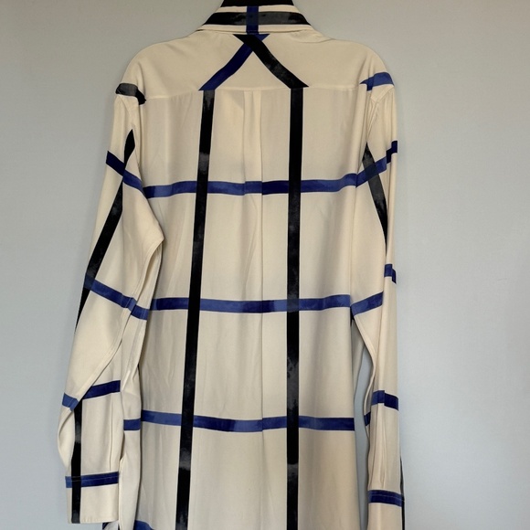 Celine "Phoebe Philo" 100% Silk Blue & White Blouse Pre Fall 2014 Size 38 - Picture 3 of 7